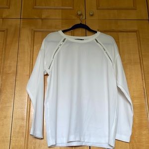 NWOT Donna Karen New York Small (P) white top with zippers🍀🍀